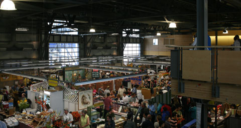 Market building with stands on the ground floor