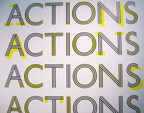 The words actions is written four times