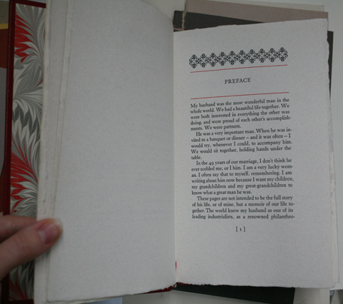 Page of preface with text block and initial decorations of letterpress-printed book