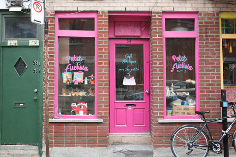 Shop front of the restaurant 'petit fuchsia' in Montreal
