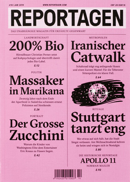 cover page of magazine with black text on pink background