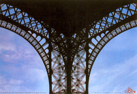 Ad showing a part of the Eifel Tower which represents woman's underwear
