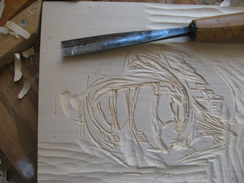 Linden woodblocks that are cut