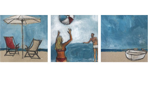 Illustration in three parts for the subject matter 'sea'