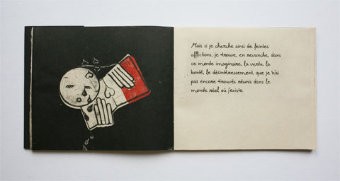 Book page with illustrated books and text page
