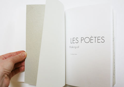 First page of making-of book of letterpress project 'poetes'