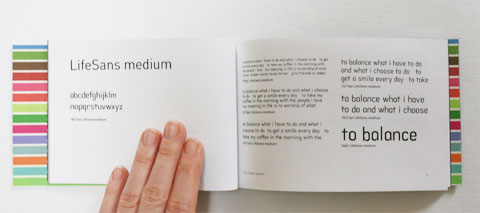 MediumSans sample in LifeSans typeface booklet 