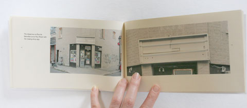 Page with photographs of empty depanneur sign in Lettering depanneur signs book
