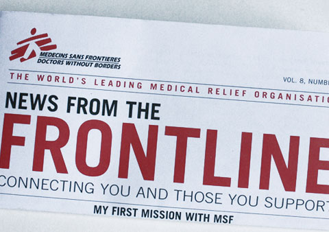 Front of folded Newsletter for Doctors Without Borders