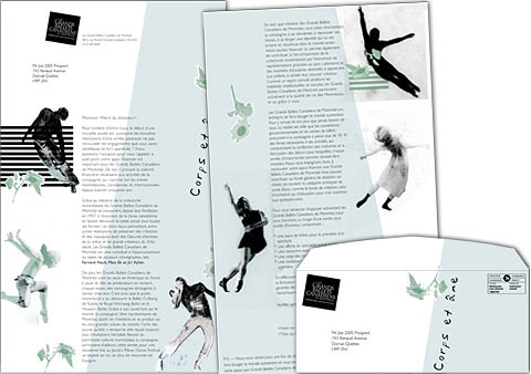 Marketing direct concept containing illustrations of dancers on turquoise white background.
