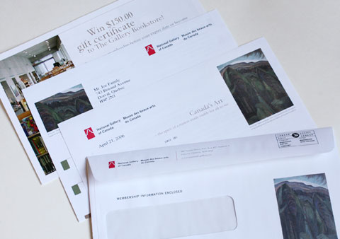 Marketing kit of Membership Renewal Campaign of the National Gallery of Canada using Emily Carr's painting for the Marketing Direct Kit.