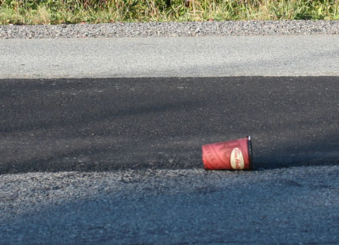 Tim Hortons cup on street