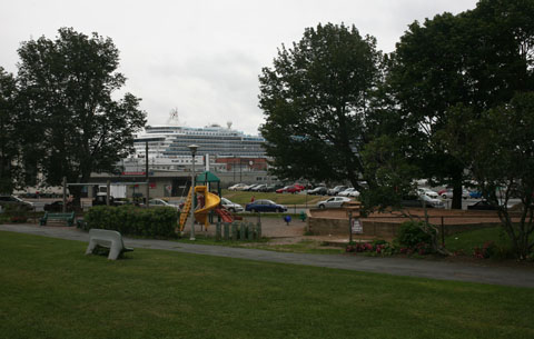 Cruise ship seen from inside Halifax town