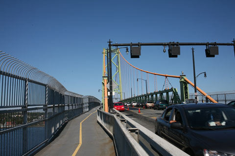 Bike path on bridge