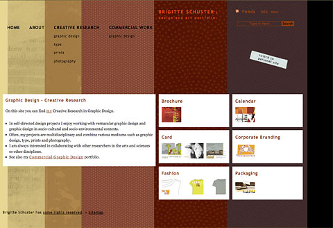 Screenshot of Web Design brigitteschuster.com 2007 - Creative Research