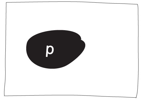 Brigitte's interaction design of the term melancholic that shows a letter hinside a bubble.