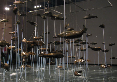 A recent art piece by Bruce Nauman, the fish fountain