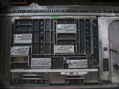 Letter blocks on press