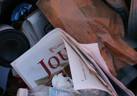 Content of Garbage Can on Garbage on Boulevard de Maisonneuve, Corner Rue Guy