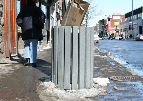 Garbage Can on Rue Ontario E, Corner Rue Moreau