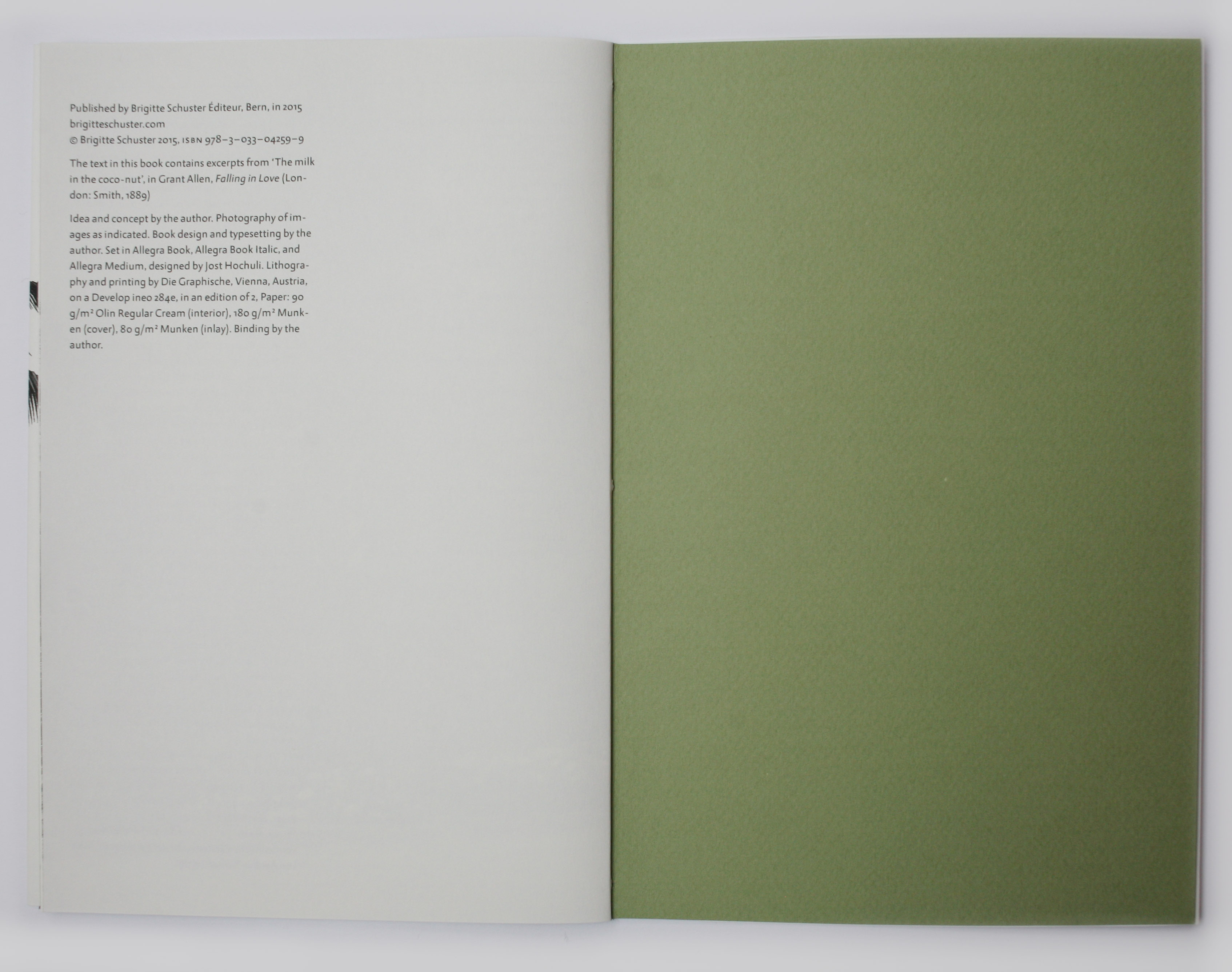 Book showing end paper and white page