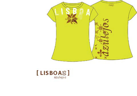 Back and front of a t-shirt showing silk screen and needlework on fabric showing tile patterns and writings