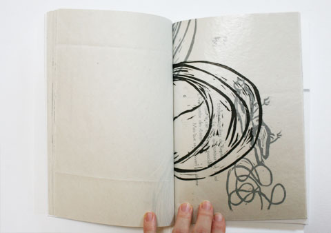Transparent page with print of making-of book of letterpress project 'poetes'