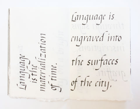 Page containing the word city' of Montreal italic calligraphy book