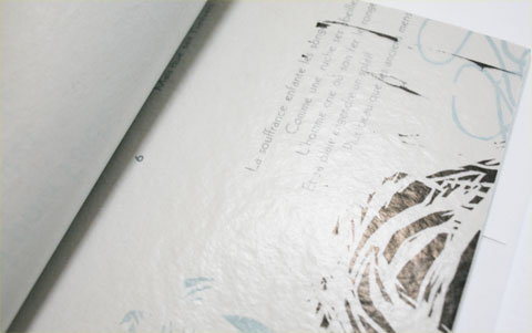 Transparent page of making-of book of letterpress project 'poetes'