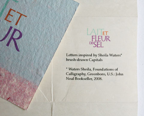 Card with the letters lait et fleur de sel