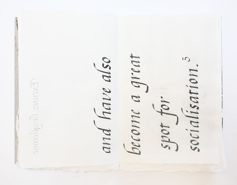 Page containing the word 'socialisation' of Montreal italic calligraphy book