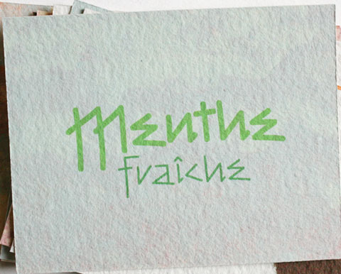  Card with the letters menthe fraiche