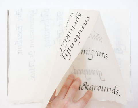 Page containing the word 'background' of Montreal italic calligraphy book