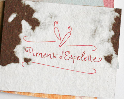 Card with the letters piment d’espelette