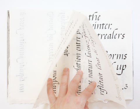 Page containing the word 'winter' of Montreal italic calligraphy book