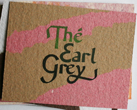  Card with the letters the earl grey