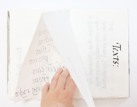 Page containing the word texts' of Montreal italic calligraphy book