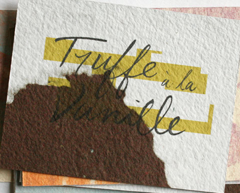 Card with the letters truffe a la vanille