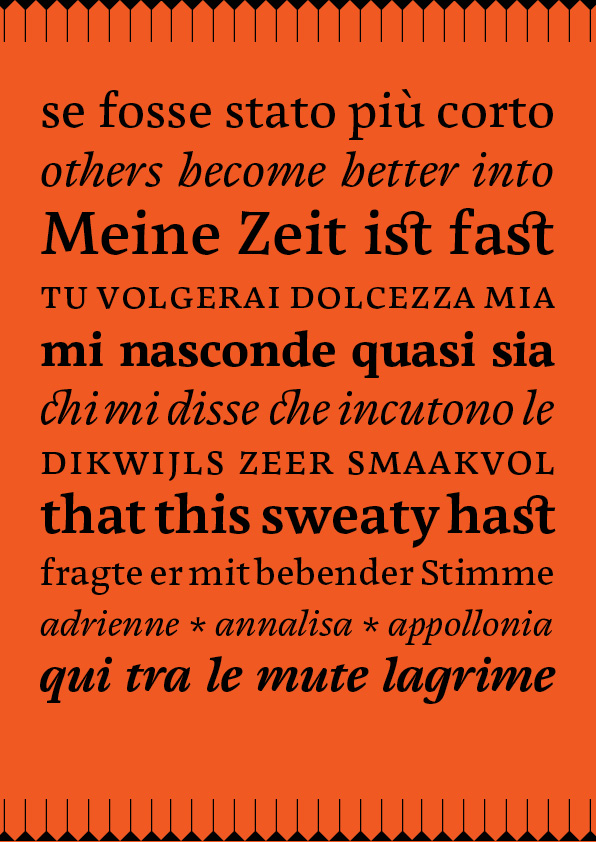Page from Cardamon type specimen featuring the characteristics of the Cardamon typeface family