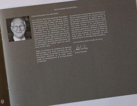 Brochure Great Montrealers – Forword grey page with text and images