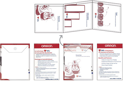Direct Marketing and Packaging Concept for the pharmaceutical company 'Novartis' showing Direct Marketing Pieces and the Blood Pressure Monitor Packaging.